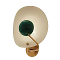 Unique Shaped Modern Wall Light With Green Sphere And Golden Bracket 3d model