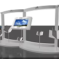 Interactive Book Shaped Display With Screen Showing Blue Sky And Paper Plane Models 3d model