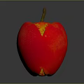 Vibrant Fresh Red Apple With Stem On Smooth Dark Background Surface