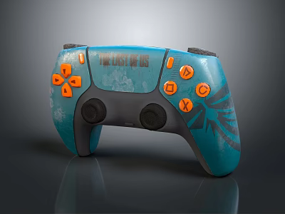 The Last of Us Themed Teal and Orange Game Controller with Ergonomic Grip and Responsive Buttons 3d model