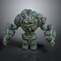Mythical Fantasy Game Movie Character Stone Composed With Green Moss