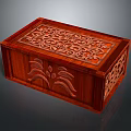 Carved Wooden Box With Intricate Floral Patterns On Lid And Side Panels