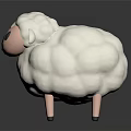 Cartoon Sheep Character 3D Model With White Wool Pink Face Legs And Black Eyes