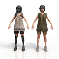 Children Wearing Different Colors Sleeveless Tops Shorts Long Socks and Shoes