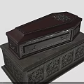 Mysterious Character And Undead Creature Gothic Coffin With Ornate Carved Base And Decorative Metal Clasps