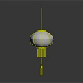 Traditional Chinese Lantern With White Fabric Gold Accents Red Tassel And Knot Decoration