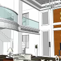 Duplex Living Room Interior Design With High Ceiling Chandelier Sofa Set And Coffee Table