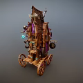 Vintage Decorative Wooden Car With Fabric Canopy And Hanging Items