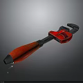 Adjustable Wrench With Red Handle And Metal Body For Plumbing Repair Tools
