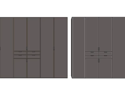 Sleek Modern Wardrobe Interior Design With Dark Gray Finish Multiple Doors And Drawers 3d model