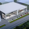 Modern 4S Car Dealership With Bright Glass Showroom And Orderly Outdoor Vehicle Display Zone