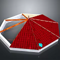 Octagonal Roof Structure With Red Tiles Glass Skylight And Wooden Beams