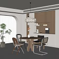 Modern Middle Ancient Style Restaurant Round Table Restaurant Round Table and Chair Combination Dining Chair Combination Dining Table and Chair Combination Sideboard Chandelier Wall-mounted Water Dispenser 3d model