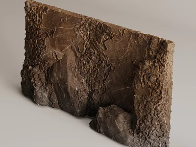 Rock Textured Brown Background Wall with Rough Surface Natural Cracks and Rustic Texture 3d model