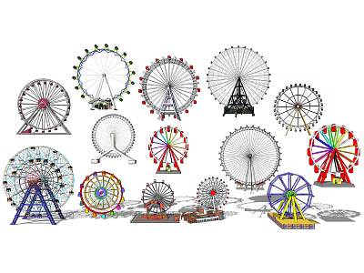 Amusement Equipment Featuring Colorful Ferris Wheels With Various Designs And Styles For Theme Parks 3d model