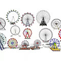 Amusement Equipment Featuring Colorful Ferris Wheels With Various Designs And Styles For Theme Parks