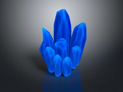 Blue Crystal Cluster Decorative Object With Sharp Edges And Glossy Surface 3d model