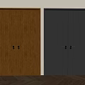 Modern Brown And Black Double Doors With Wooden Panels And Metal Handles