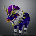 Colorful Bull 3D Model With White Horns Purple Head Blue Fluffy Fur And Yellow Decorations