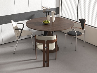 Middle style dining table and chair 3d model