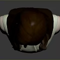 Game and Movie Character 3D Bust Model with Female Brown Long Hair High Collar Top