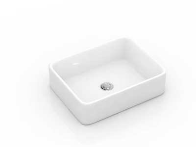 Sleek White Square Ceramic Wash Basin With Modern Simple Design And Smooth Surface 3d model