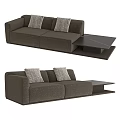 Dark Gray Two Seater Sofa With Decorative Pillows And Black Side Table Design 3d model
