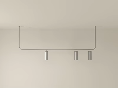 Modern Minimalist Chandelier With Metal Frame And Three Cylindrical Lights Ceiling Hanging Design 3d model