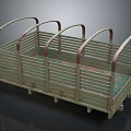 Green Cargo Cart With Wooden Slats And Metal Handles For Transport
