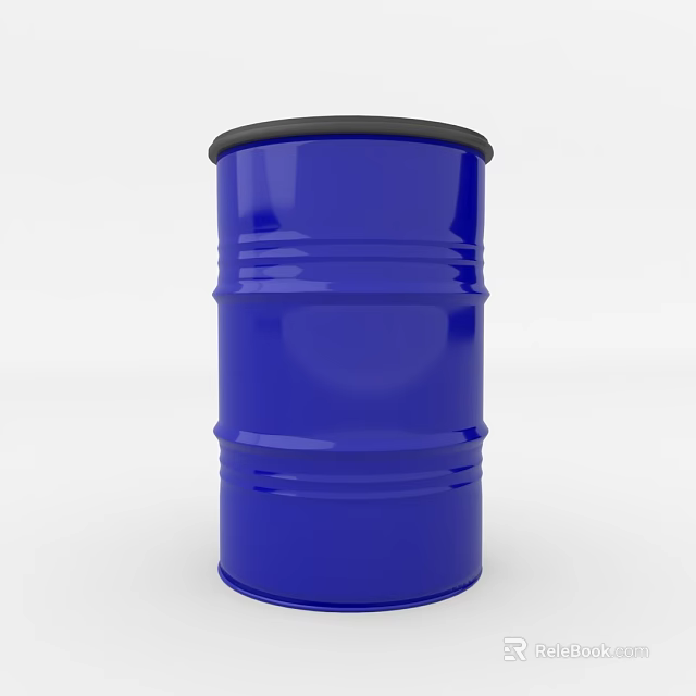 Blue Industrial Metal Storage Drum With Black Top And Ring Structure Design 3d model