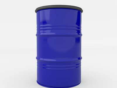 Blue Industrial Metal Storage Drum With Black Top And Ring Structure Design 3d model