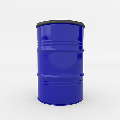 Blue Industrial Metal Storage Drum With Black Top And Ring Structure Design 3d model