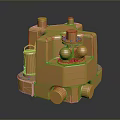 Golden Industrial Equipment Featuring Complex Mechanical Structure And Multiple Parts 3d model