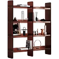 Modern Copper Metal Open Shelving Unit With Decorative Items Books Vases And Ornaments