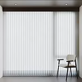 Modern Interior With White Vertical Blinds And Wooden Accent Chair