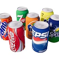Assorted Carbonated Soft Drink Cans With Popular Brands Like Coca Cola Pepsi Fanta Sprite 7up