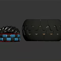 Colorful Mechanical Gears And Black Circular Component Featuring Red Blue Gray Parts