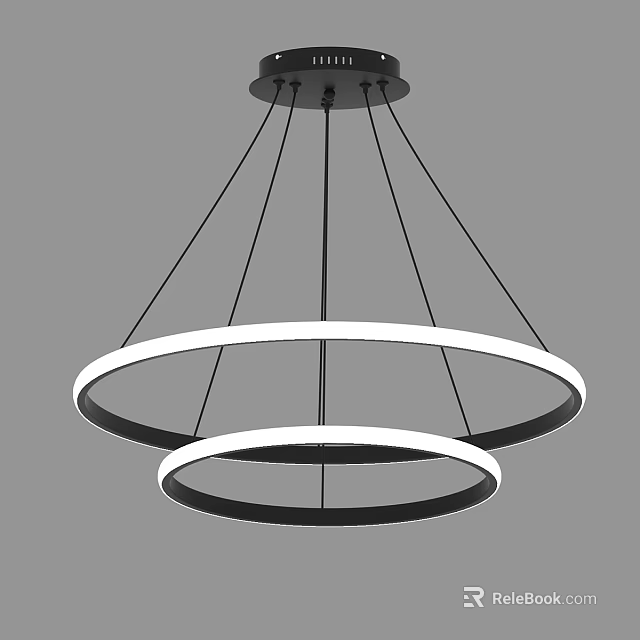 Modern Double Ring Chandelier With White Black Hanging Circular Light Design 3d model
