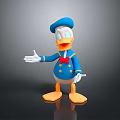 Cartoon Duck Character In Blue Sailor Outfit With Red Bowtie White Gloves And Yellow Feet