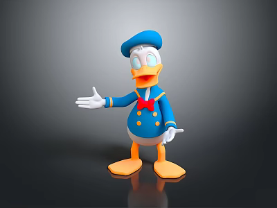 Cartoon Duck Character In Blue Sailor Outfit With Red Bowtie White Gloves And Yellow Feet 3d model