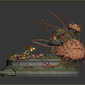 Elegant Commercial Equipment With Circular Platform Flames Statues Green Base And Claw Design