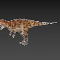 Realistic 3D Dinosaur Figure With Orange Brown Skin Red Mane And Blue Head Decoration