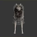 3D Rendered Game Movie Wolf Character With Brown Gray Fur Standing Gray Gradient Background Reflection