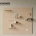 Pegboard Wall Panel With Functional Shelves And Decorative Interior Items 3d model
