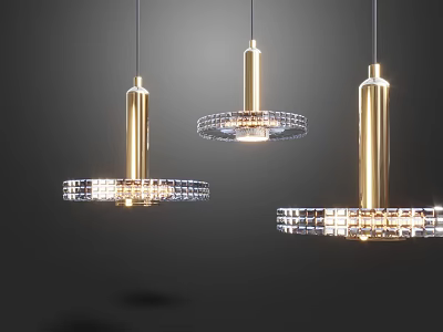 Modern Gold Chandelier With Transparent Glass Decor Hanging In Stylish Interior Design 3d model