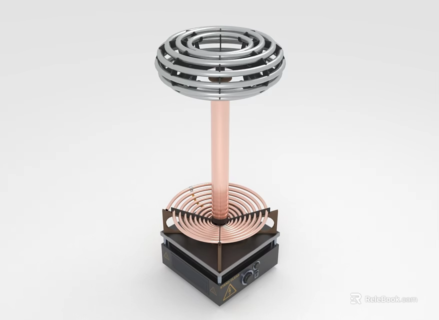 Electric Heater With Coiled Heating Element Copper Stand And Black Base 3d model