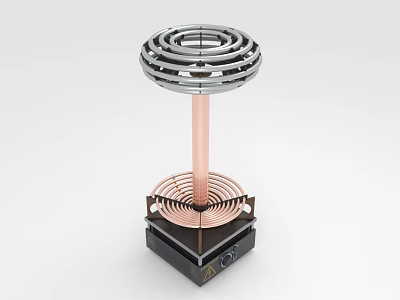 Electric Heater With Coiled Heating Element Copper Stand And Black Base 3d model