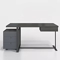 Modern Office Desk With Dark Wooden Top Metal Frame And Storage Drawers