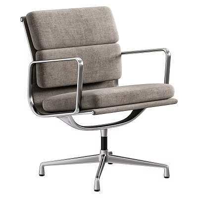 Modern Gray Fabric Office Chair With Metal Armrests Swivel Base And Comfortable Seat 3d model