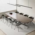 Modern Office Conference Table With Black Item And Gray Chairs Around